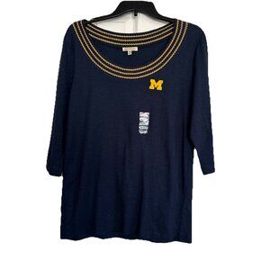 Michigan Wolverines UG Apparel Womens T-Shirt Navy Scoop Embroidered Size M